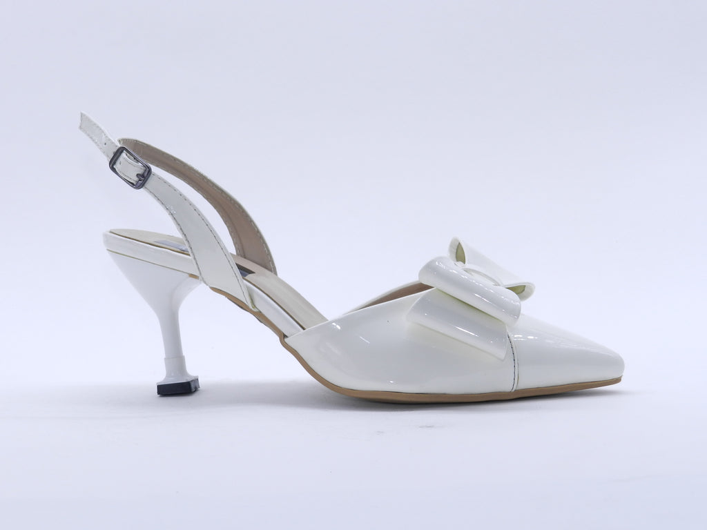 Women's Patent Slingback Bow Sabot — Patent White