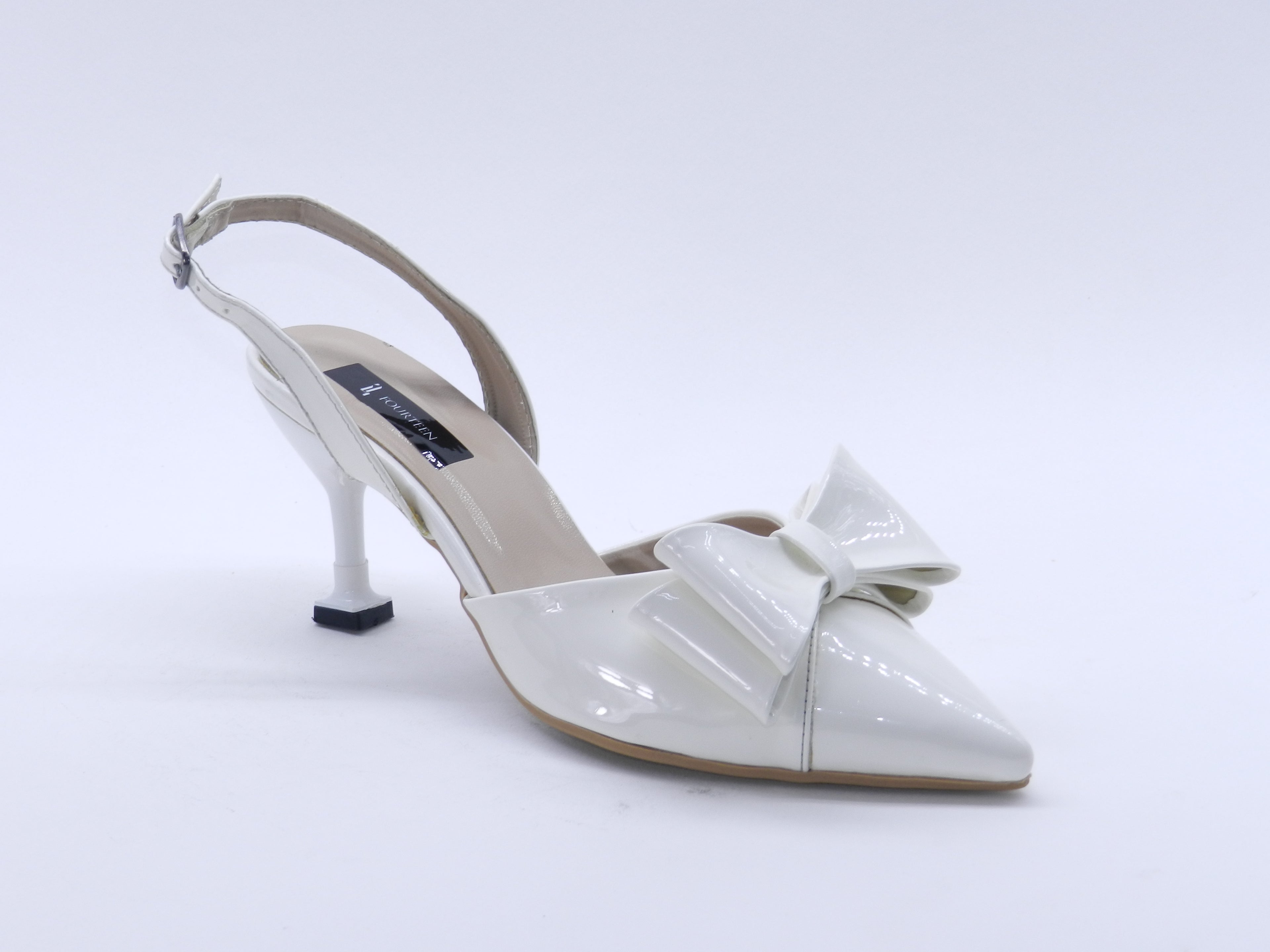 Women's Patent Slingback Bow Sabot — Patent White