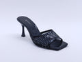 Women's Metallic Mesh Stiletto Heel Mule Slipper — Black