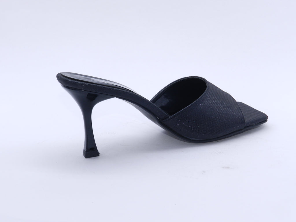 Women's Shimmer Slip-On Heeled Slipper — Crystal Black