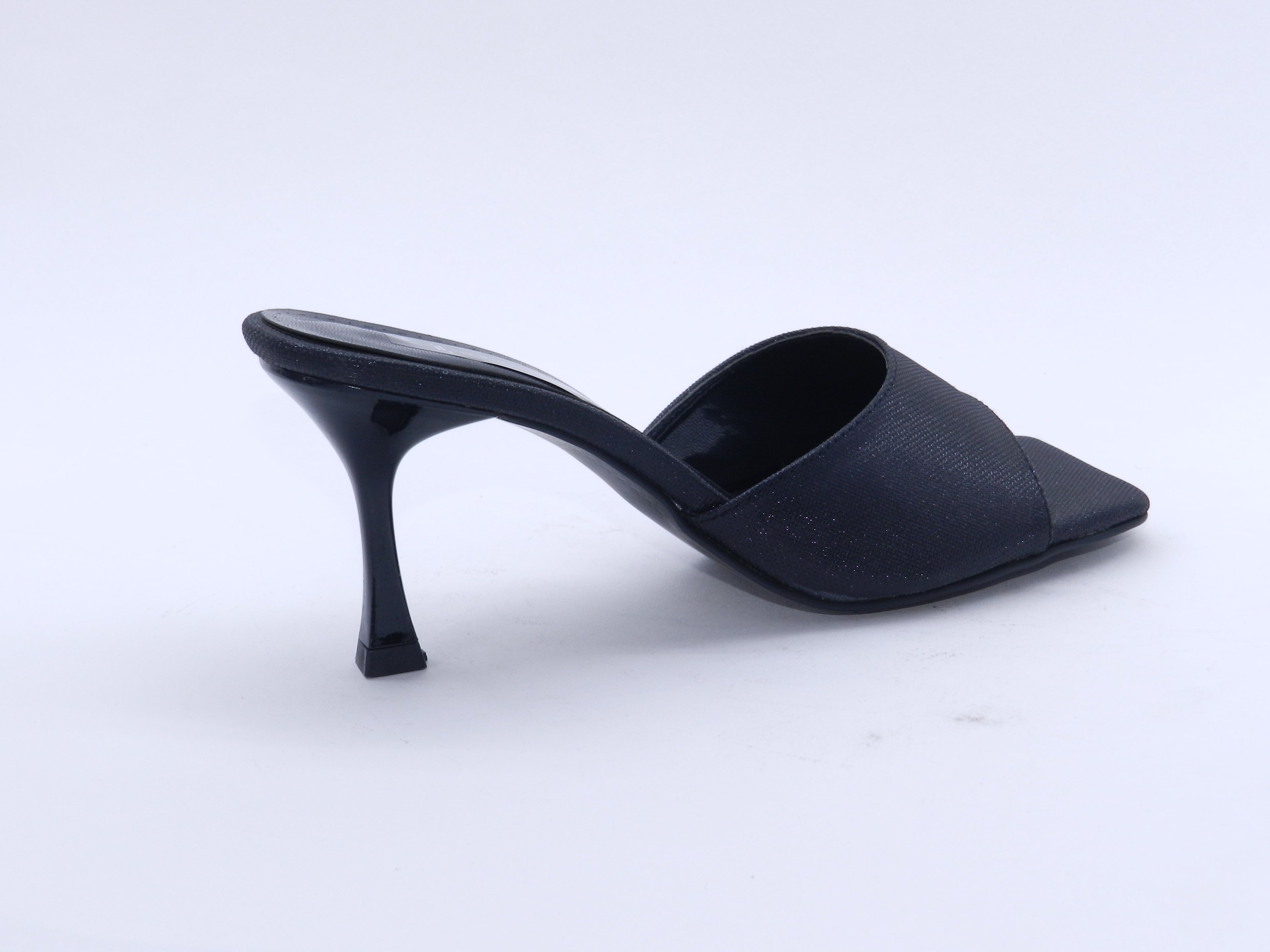 Women's Shimmer Slip-On Heeled Slipper — Crystal Black