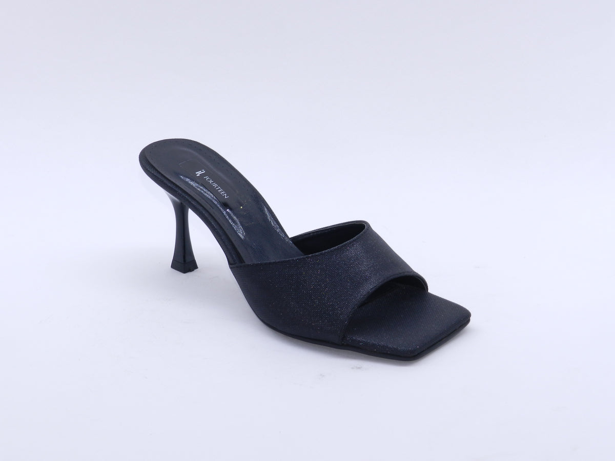 Women's Shimmer Slip-On Heeled Slipper — Crystal Black