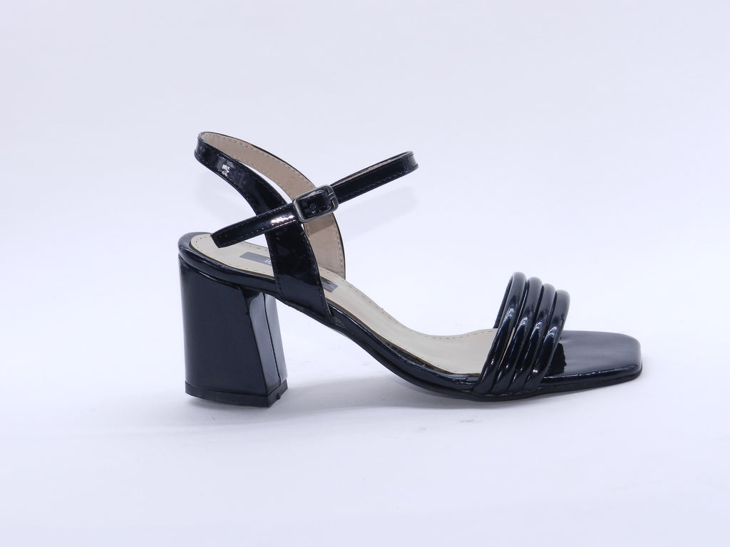 Women's Patent Strappy Block Heel Sandal — Patent Black