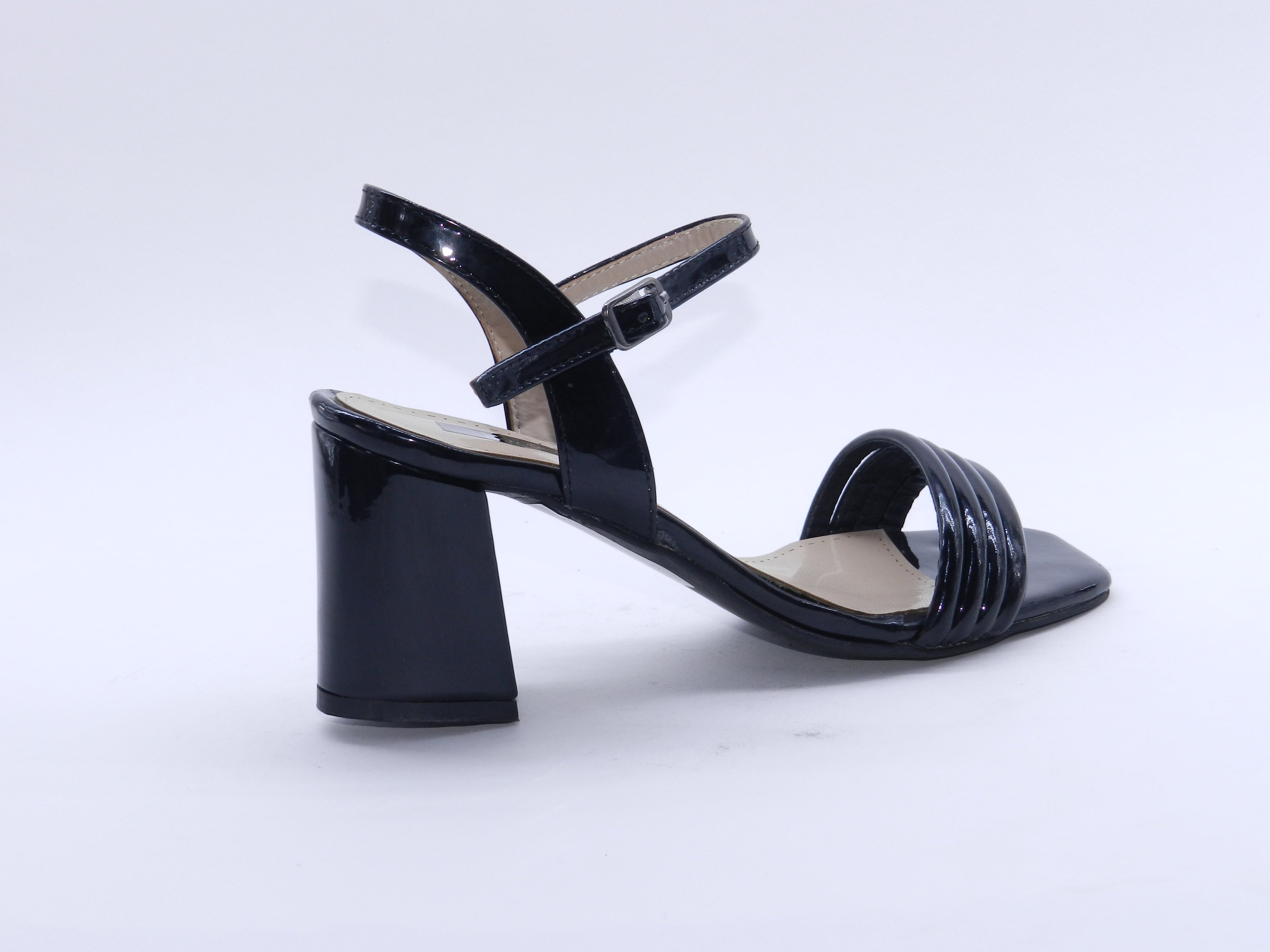 Women's Patent Strappy Block Heel Sandal — Patent Black
