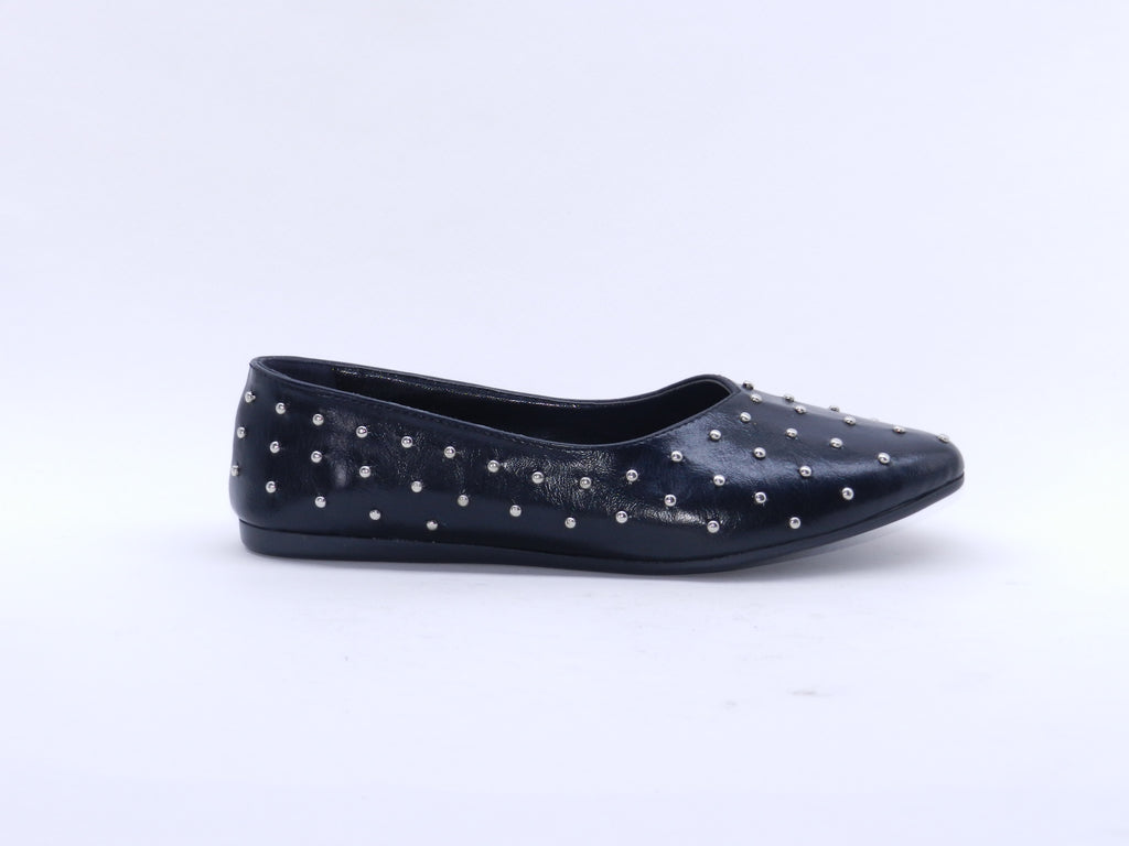 Women's Studded Pointed Toe Ballerina Flats — Black
