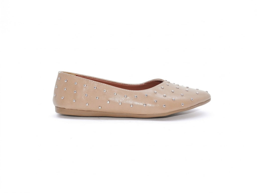 Women's Studded Pointed Toe Ballerina Flats — Coffee​