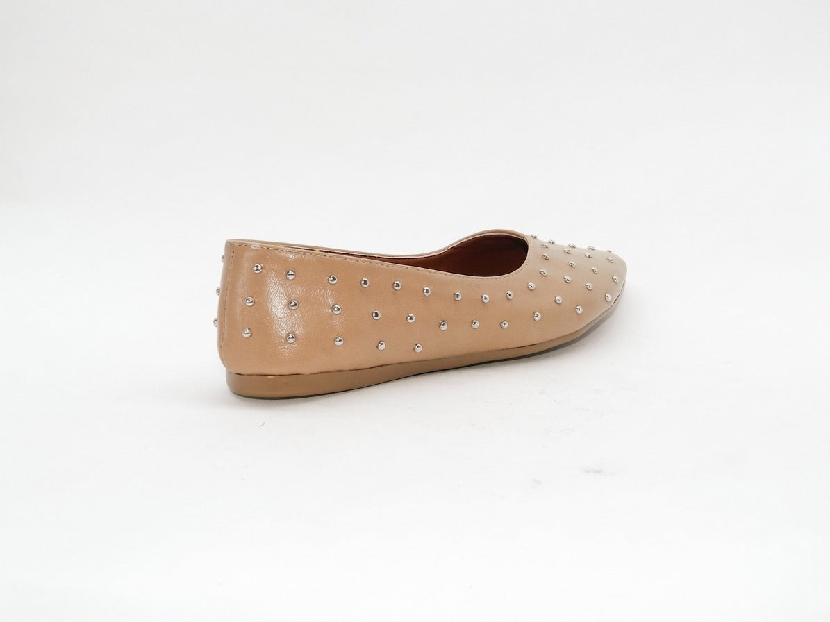 Women's Studded Pointed Toe Ballerina Flats — Coffee​