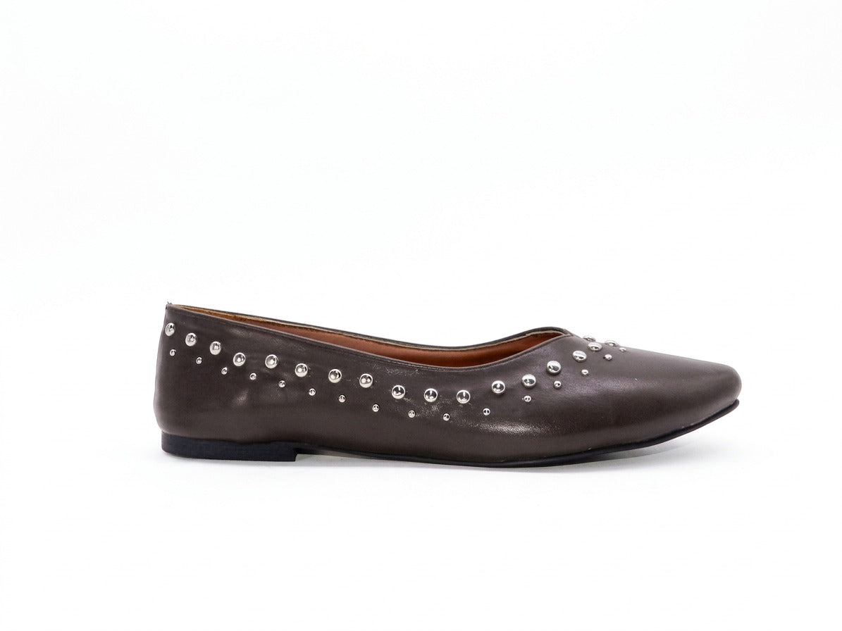 Women's Synthetic Studded Ballerina Shoes — Brown​