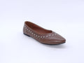 Women's Synthetic Studded Ballerina Shoes — Tan