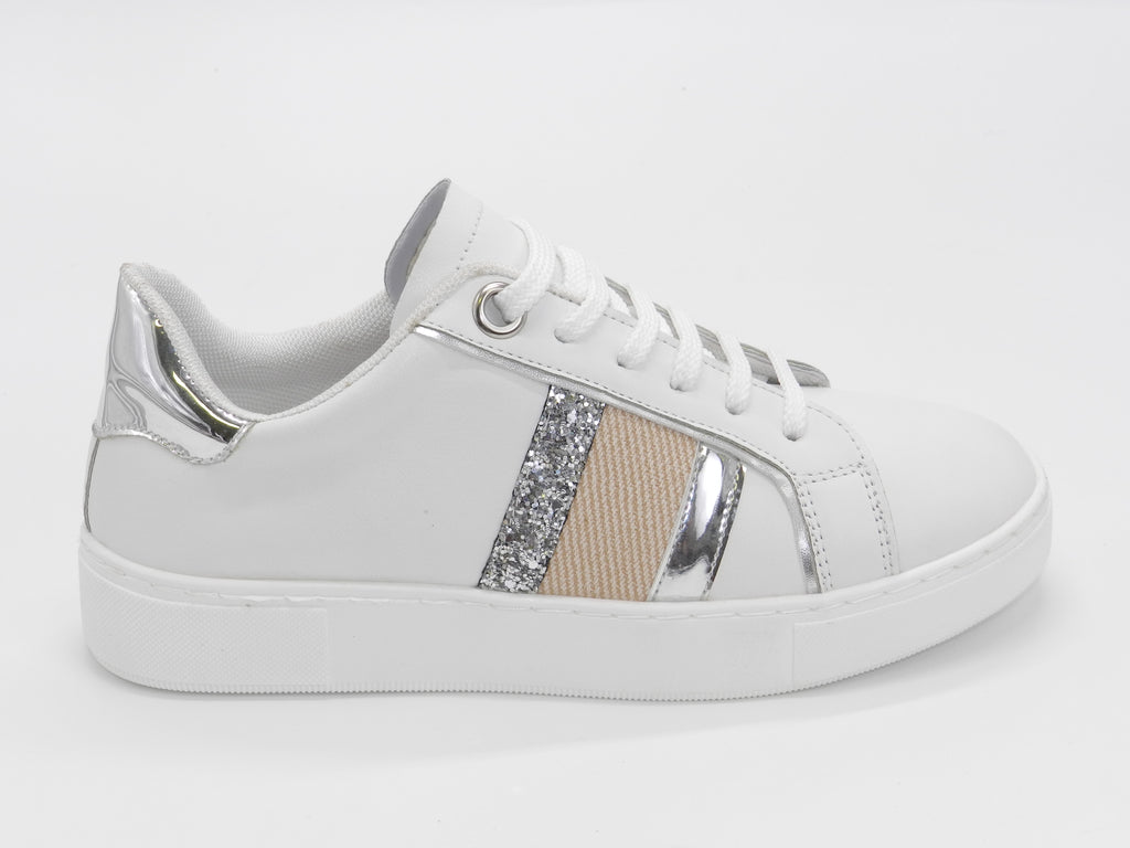 Women's Faux Leather Lace-Up Sneaker — White