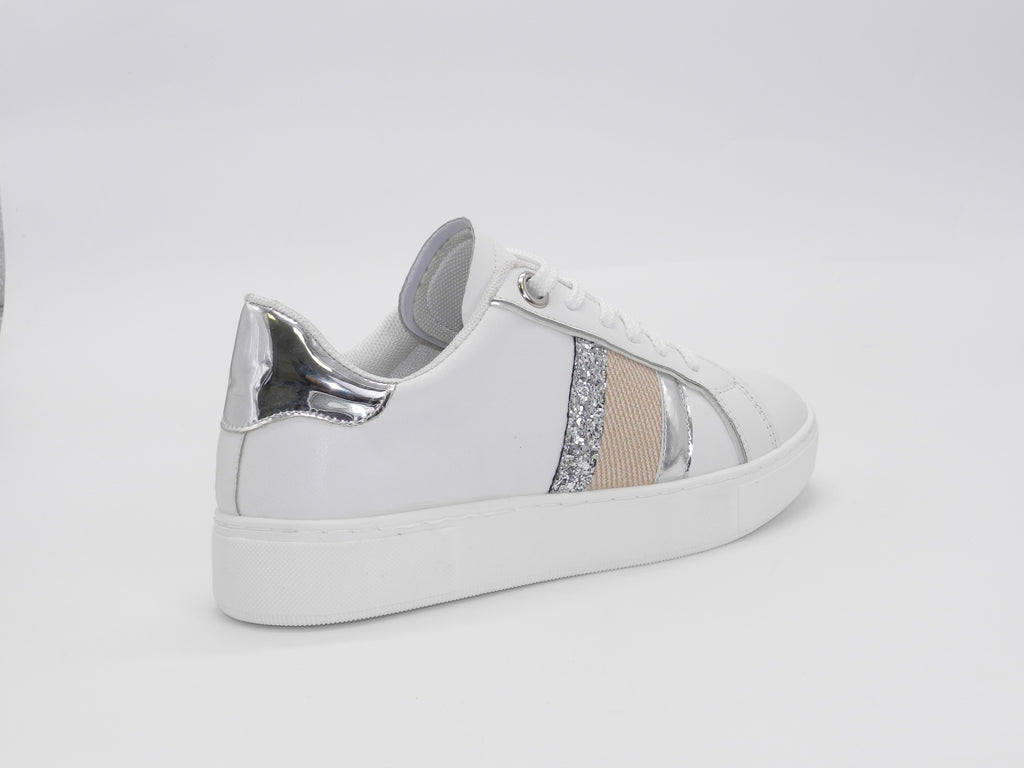 Women's Faux Leather Lace-Up Sneaker — White