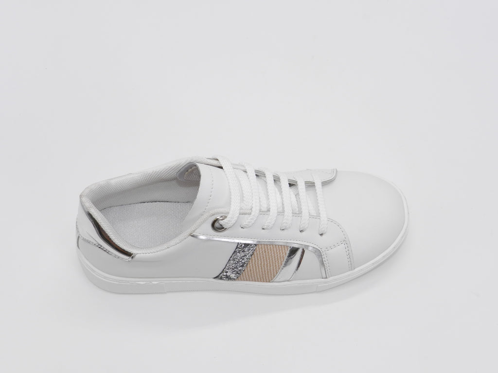 Women's Faux Leather Lace-Up Sneaker — White