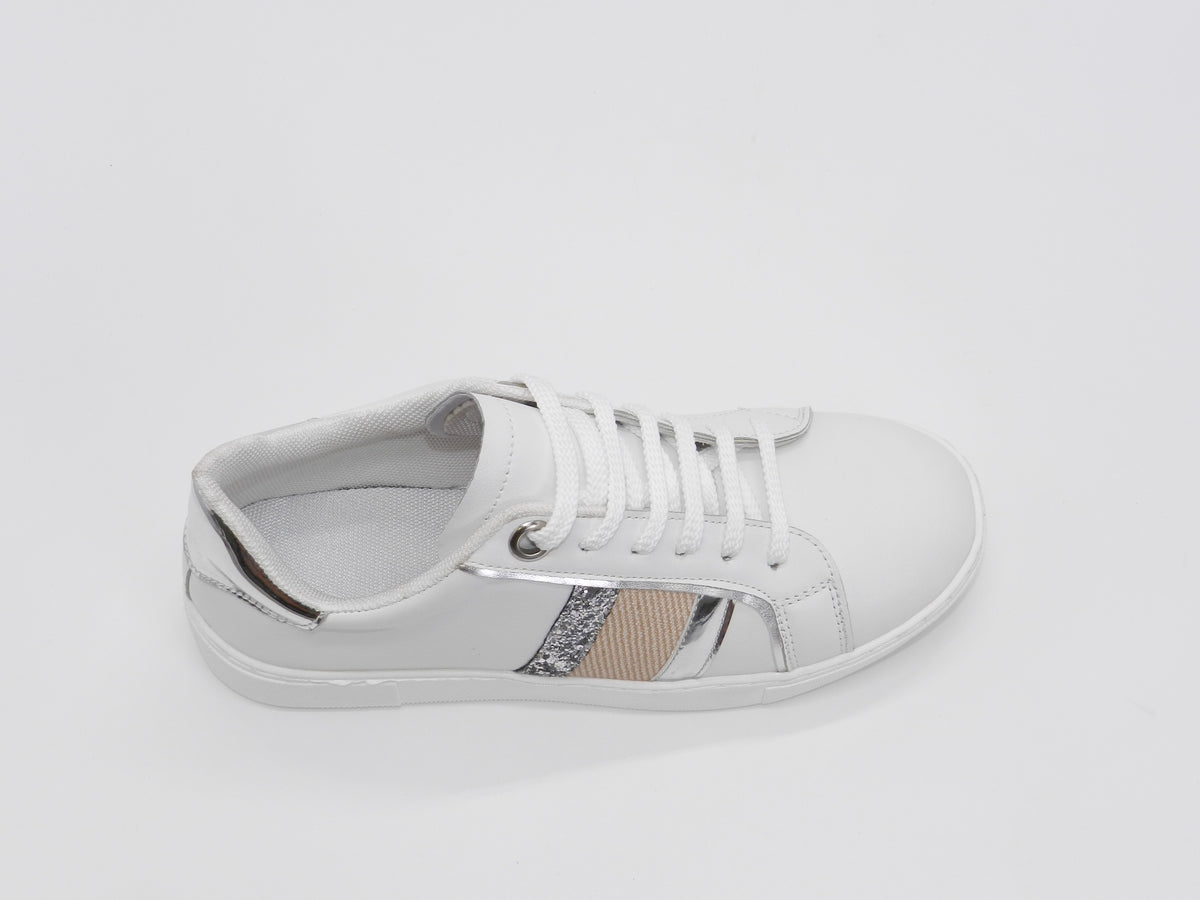 Women's Faux Leather Lace-Up Sneaker — White