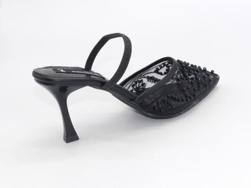 Women's Beaded Mesh Slingback Sabot — Black
