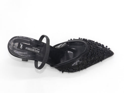 Women's Beaded Mesh Slingback Sabot — Black