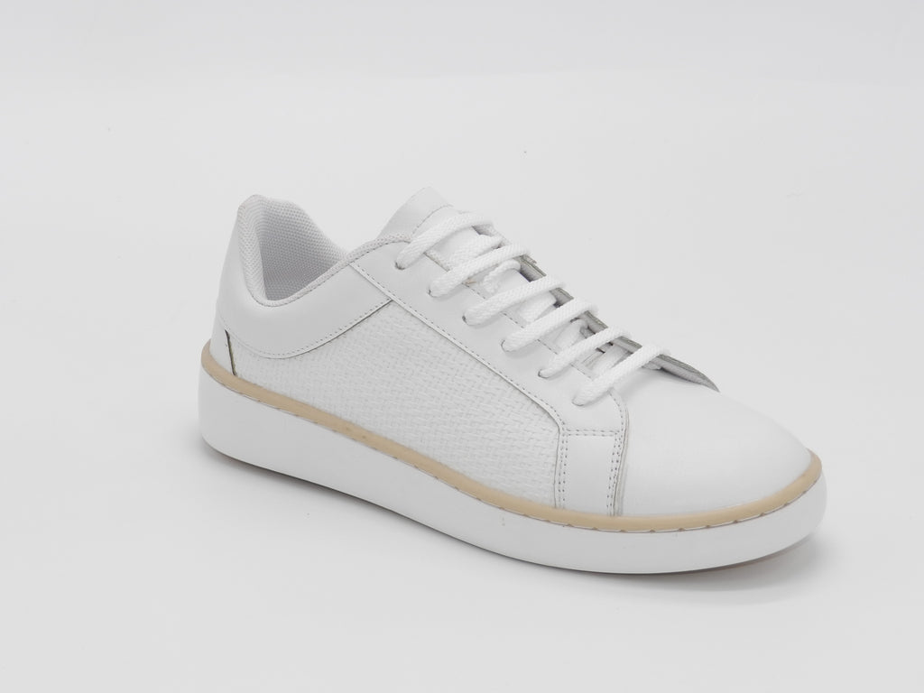Women's Faux Leather Lace-Up Sneaker — White