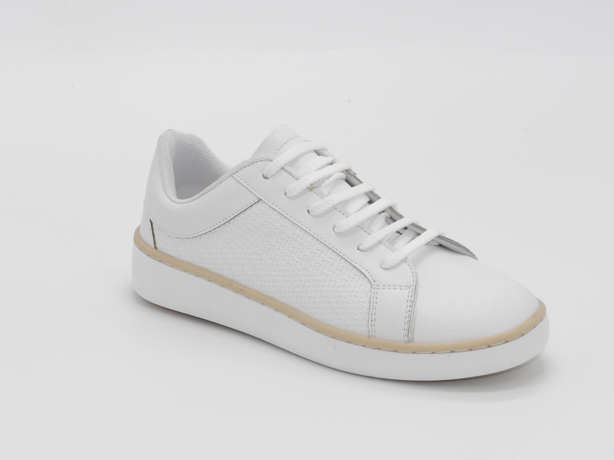 Women's Faux Leather Lace-Up Sneaker — White