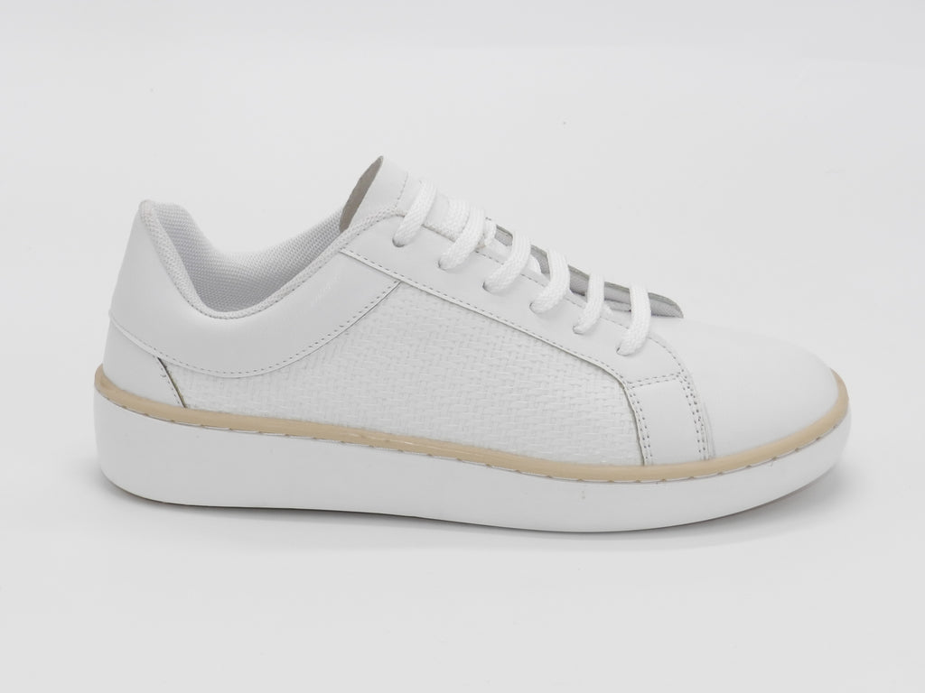 Women's Faux Leather Lace-Up Sneaker — White