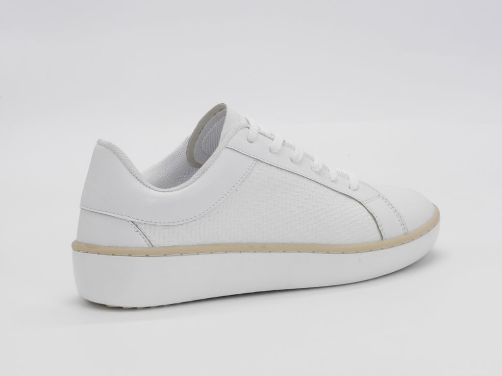 Women's Faux Leather Lace-Up Sneaker — White