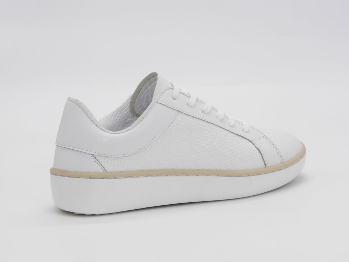 Women's Faux Leather Lace-Up Sneaker — White