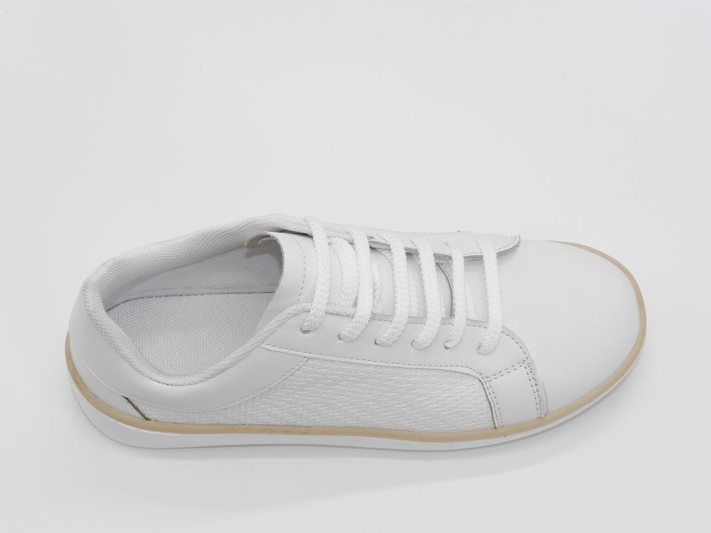 Women's Faux Leather Lace-Up Sneaker — White