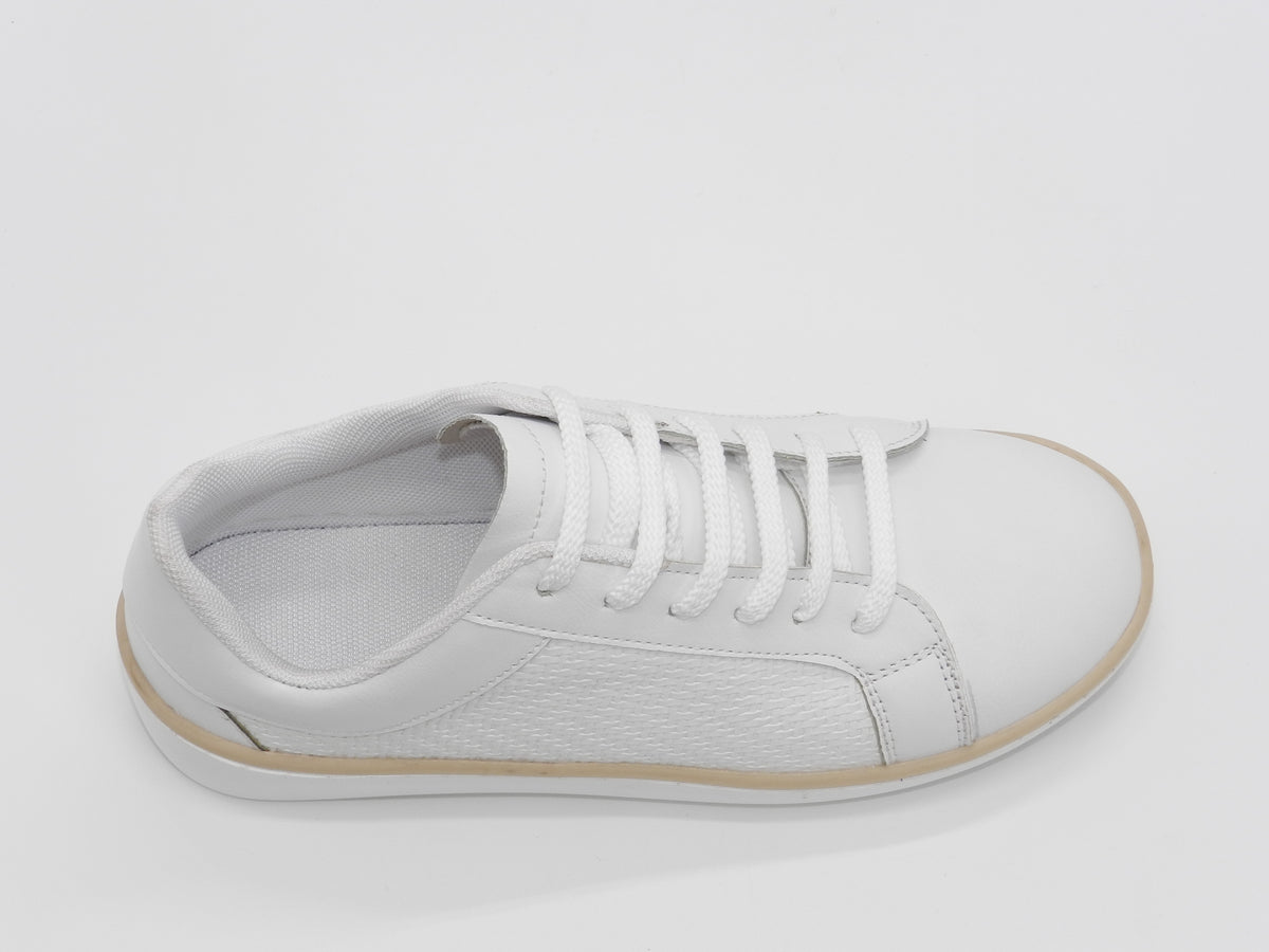 Women's Faux Leather Lace-Up Sneaker — White