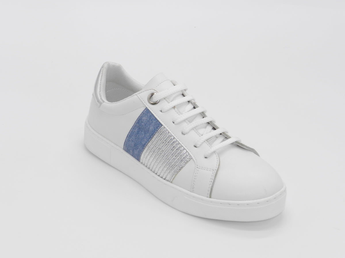 Women's Synthetic Lace-Up Sneaker — White/Silver