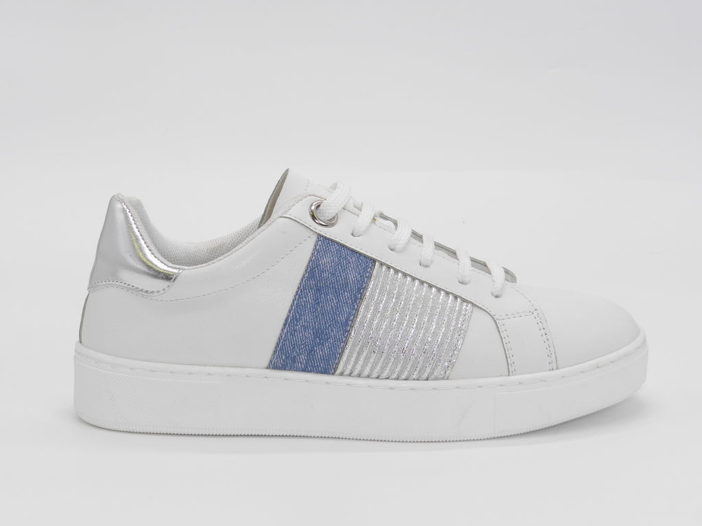 Women's Synthetic Lace-Up Sneaker — White/Silver