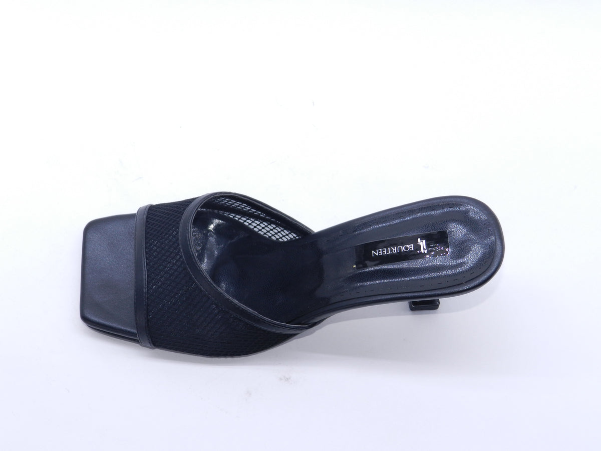 Women's Mesh Slip-On Heeled Slipper — Black