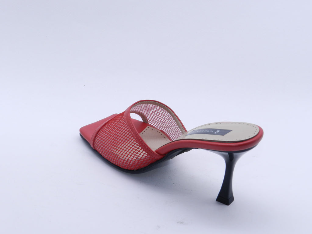 Women's Mesh Slip-On Heeled Slipper — Red