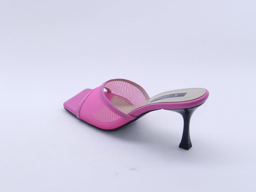 Women's Mesh Slip-On Heeled Slipper — Fuchsia