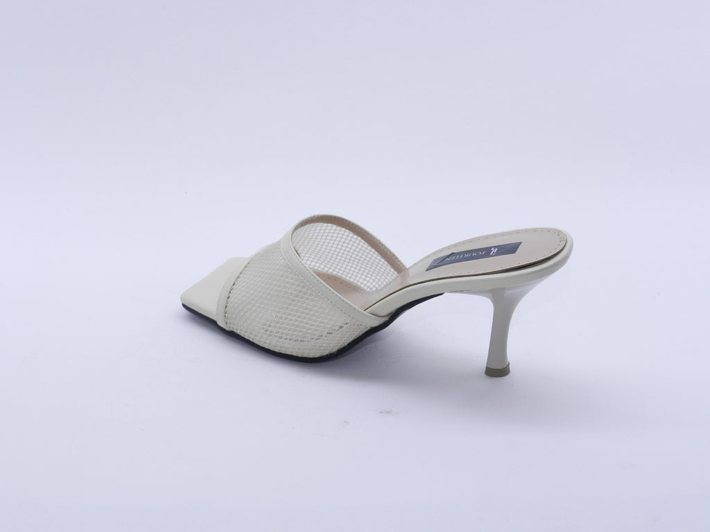 Women's Mesh Slip-On Heeled Slipper — Beige