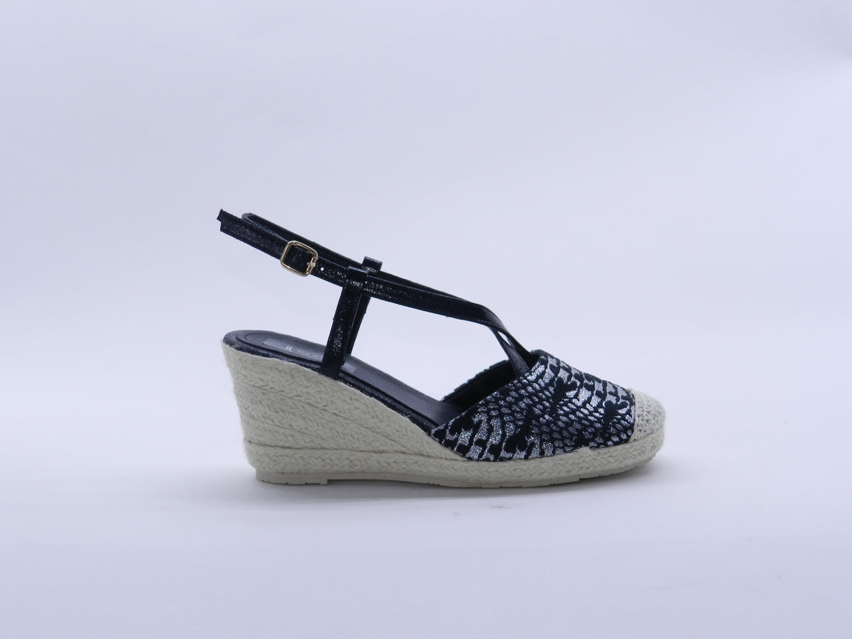 Women's Synthetic Wedge Espadrille Sandal — Black
