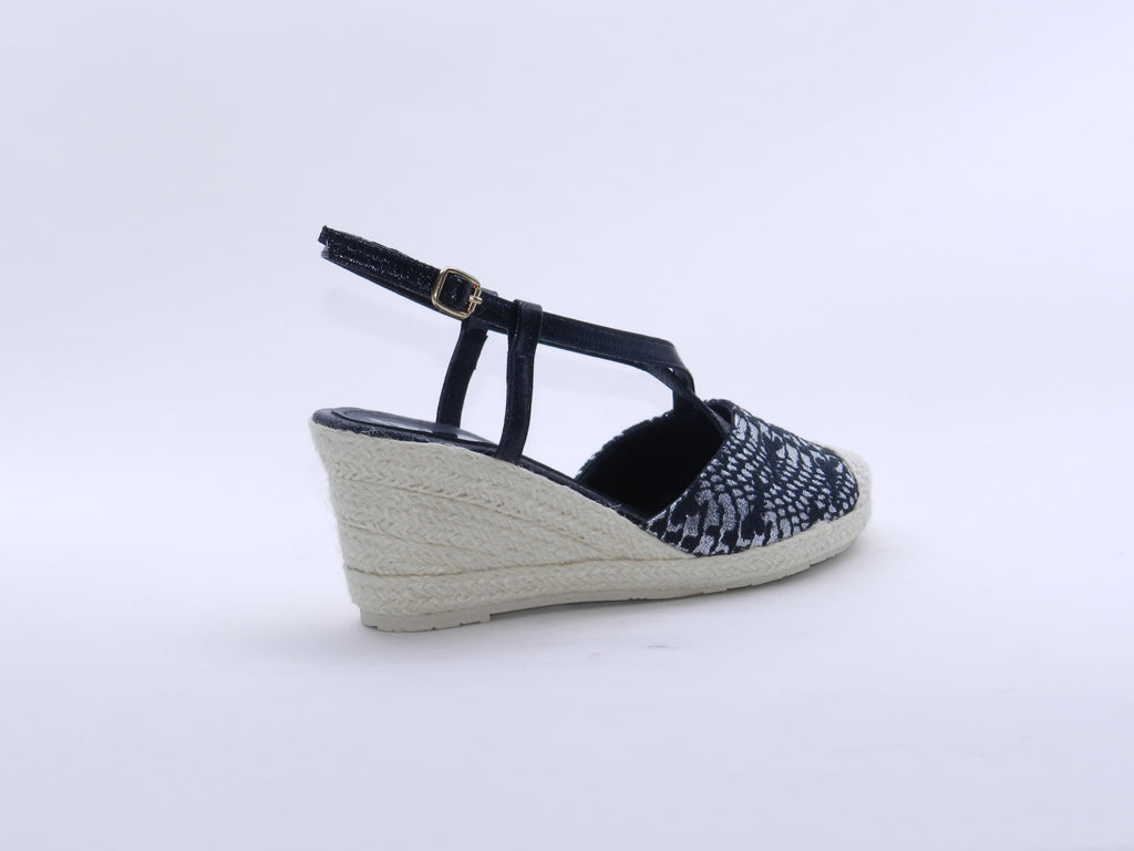 Women's Synthetic Wedge Espadrille Sandal — Black