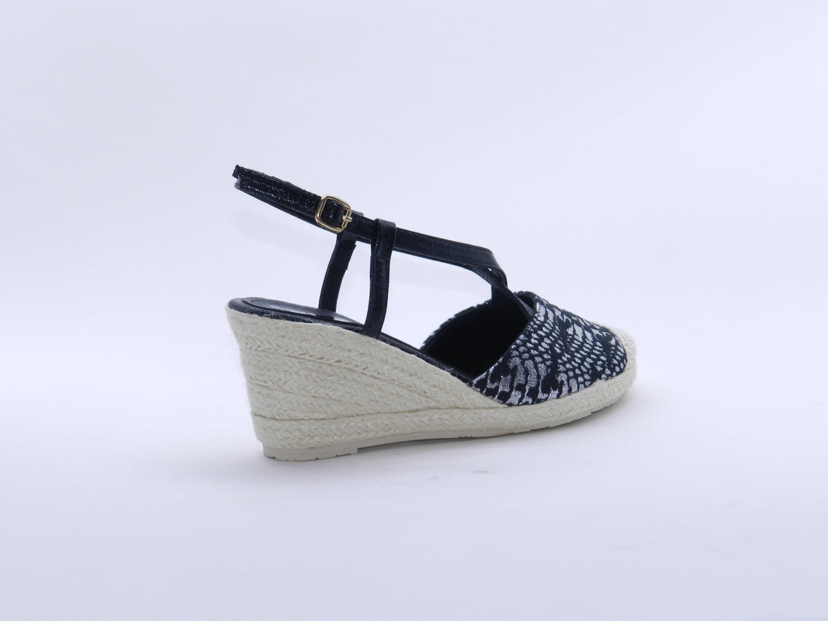 Women's Synthetic Wedge Espadrille Sandal — Black