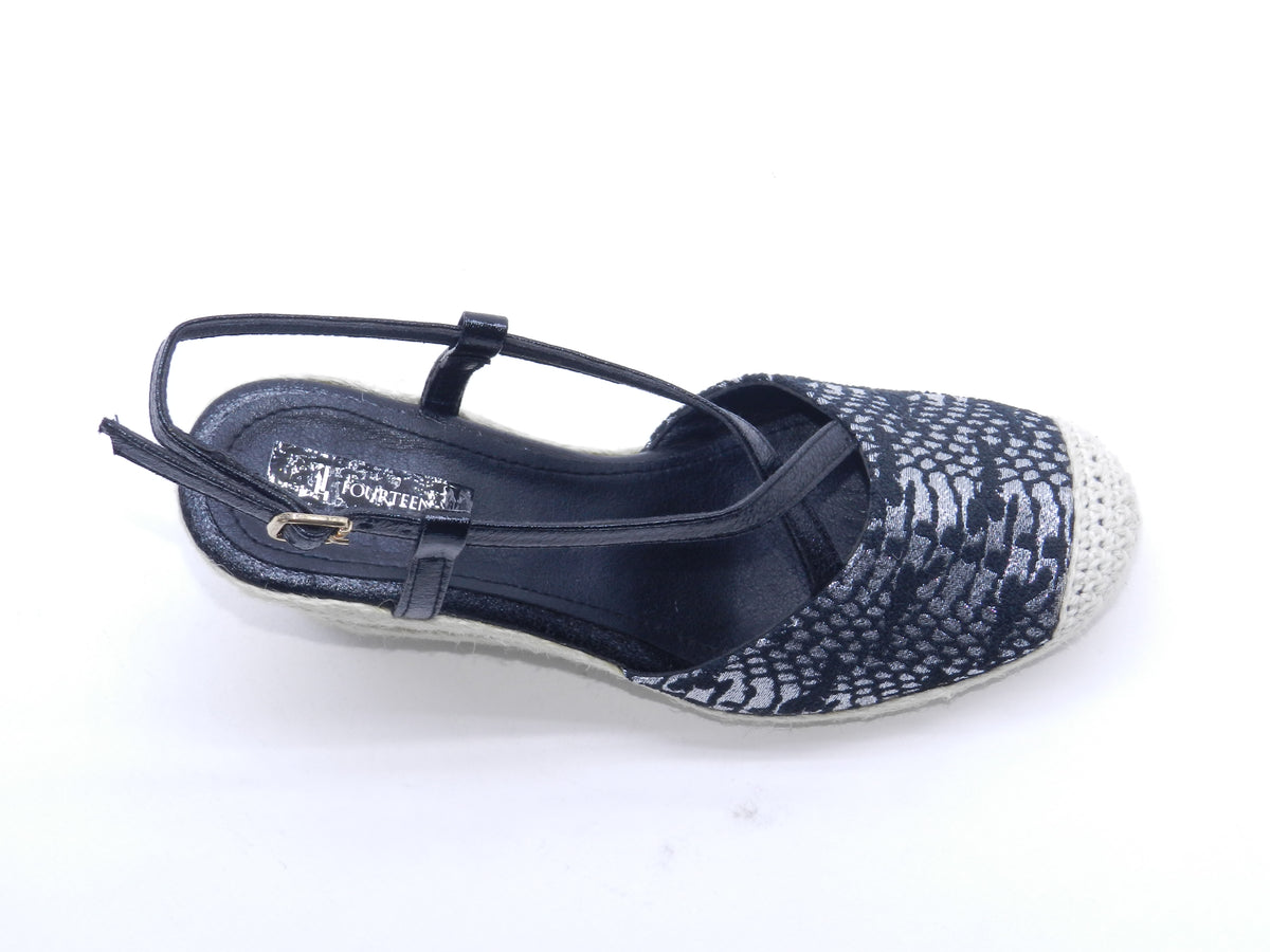 Women's Synthetic Wedge Espadrille Sandal — Black