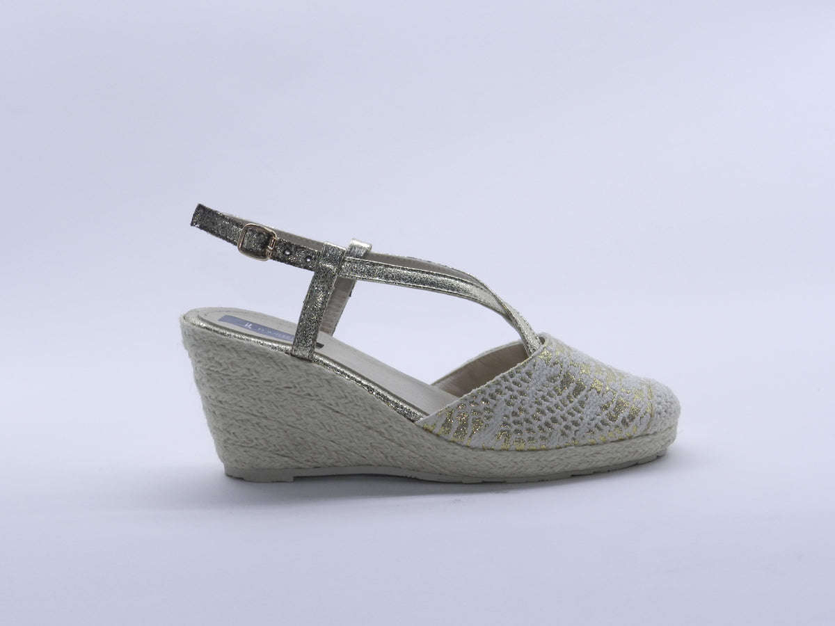 Women's Synthetic Wedge Espadrille Sandal — Beige