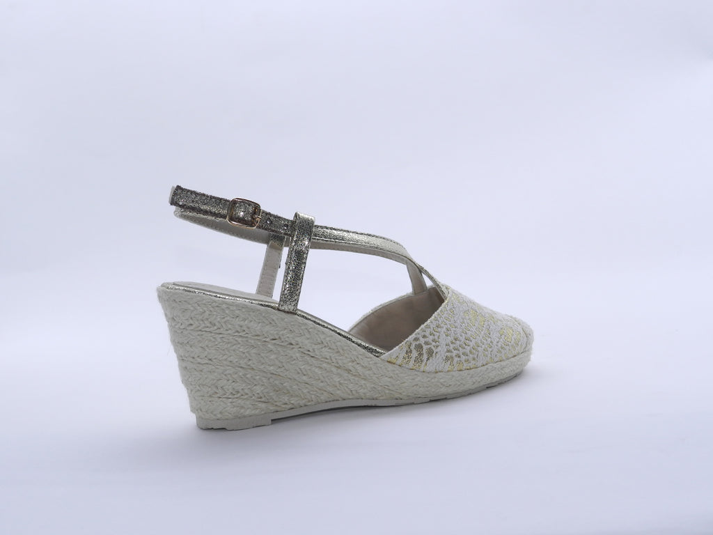 Women's Synthetic Wedge Espadrille Sandal — Beige