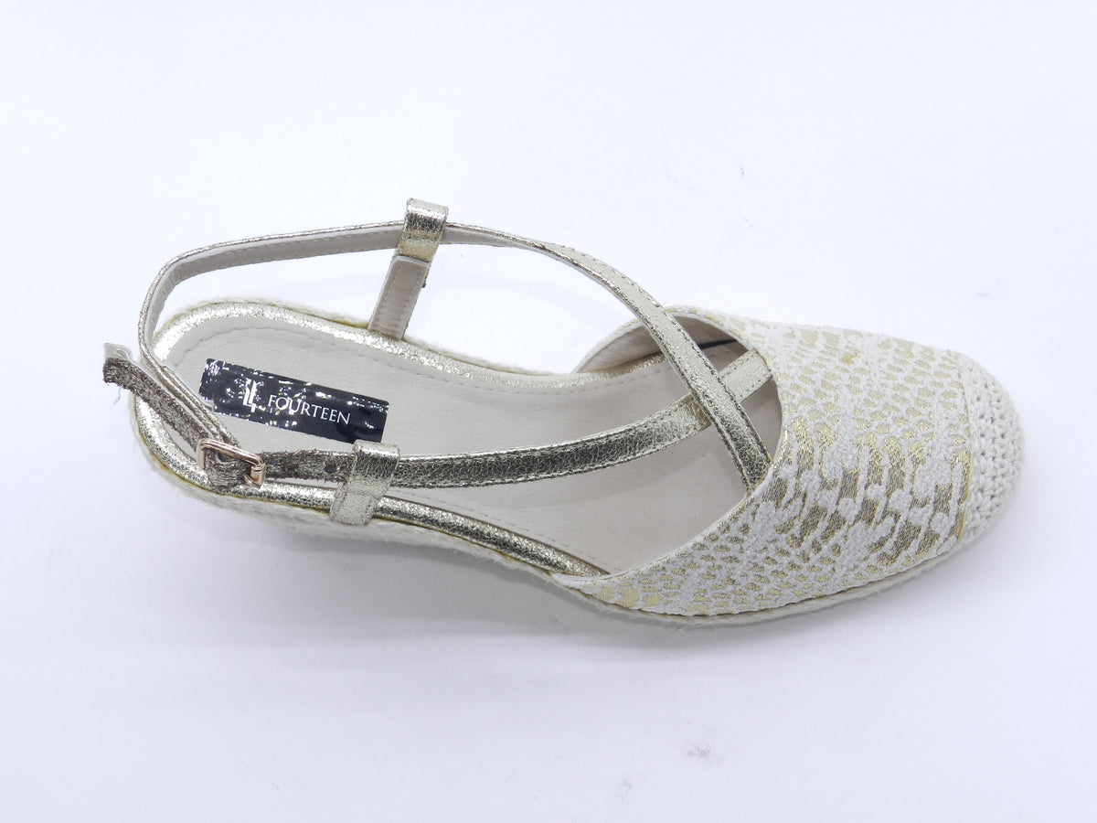 Women's Synthetic Wedge Espadrille Sandal — Beige