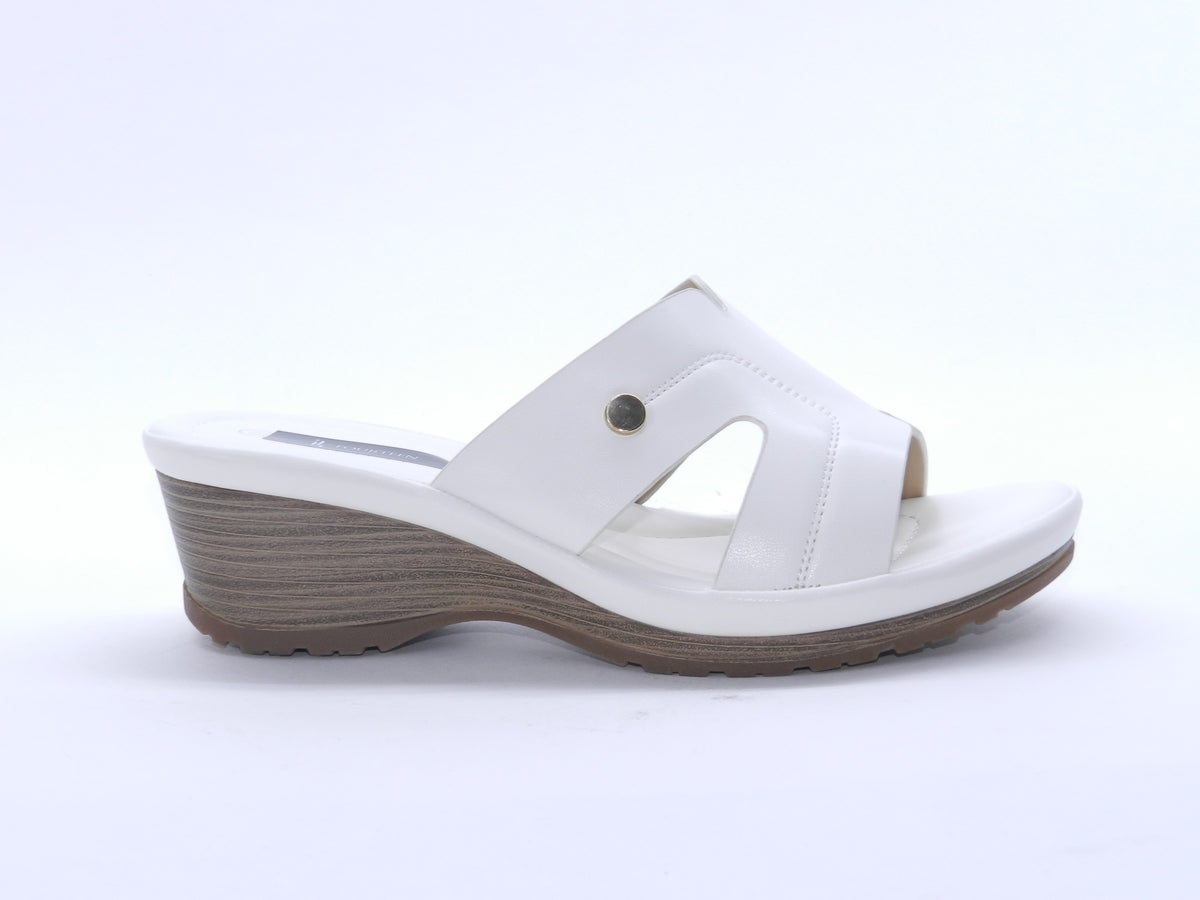 Women's Faux Leather Wedge Slippers — White
