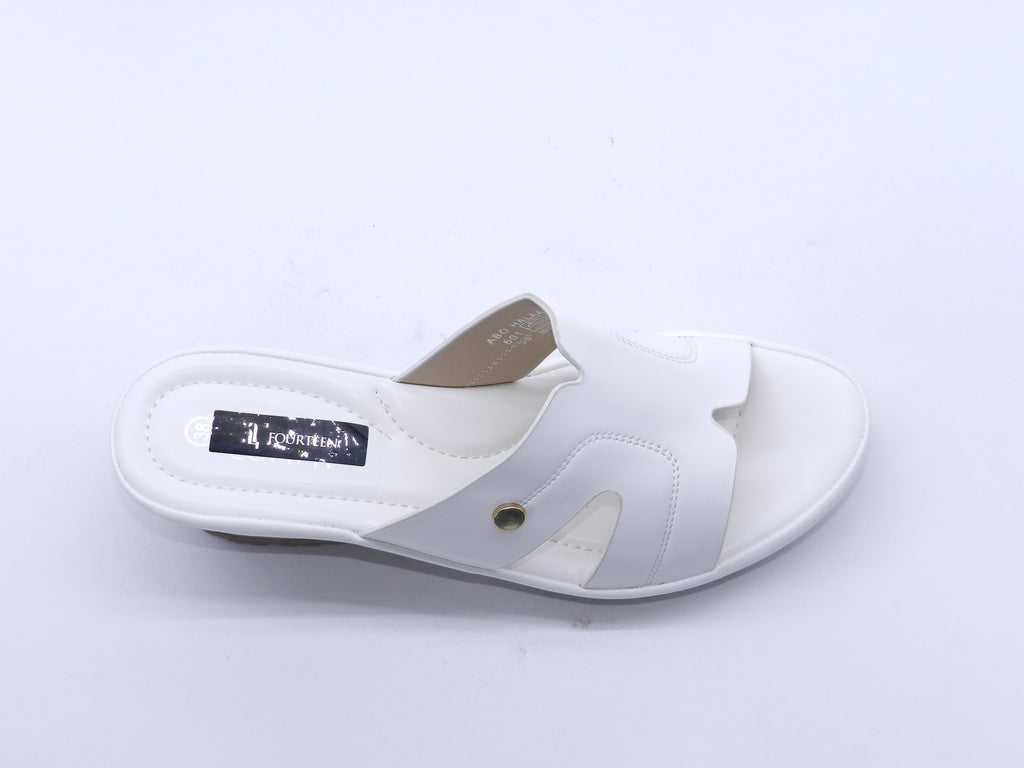 Women's Faux Leather Wedge Slippers — White