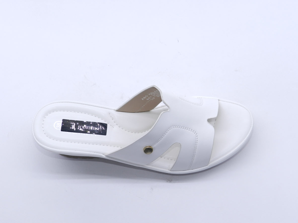 Women's Faux Leather Wedge Slippers — White