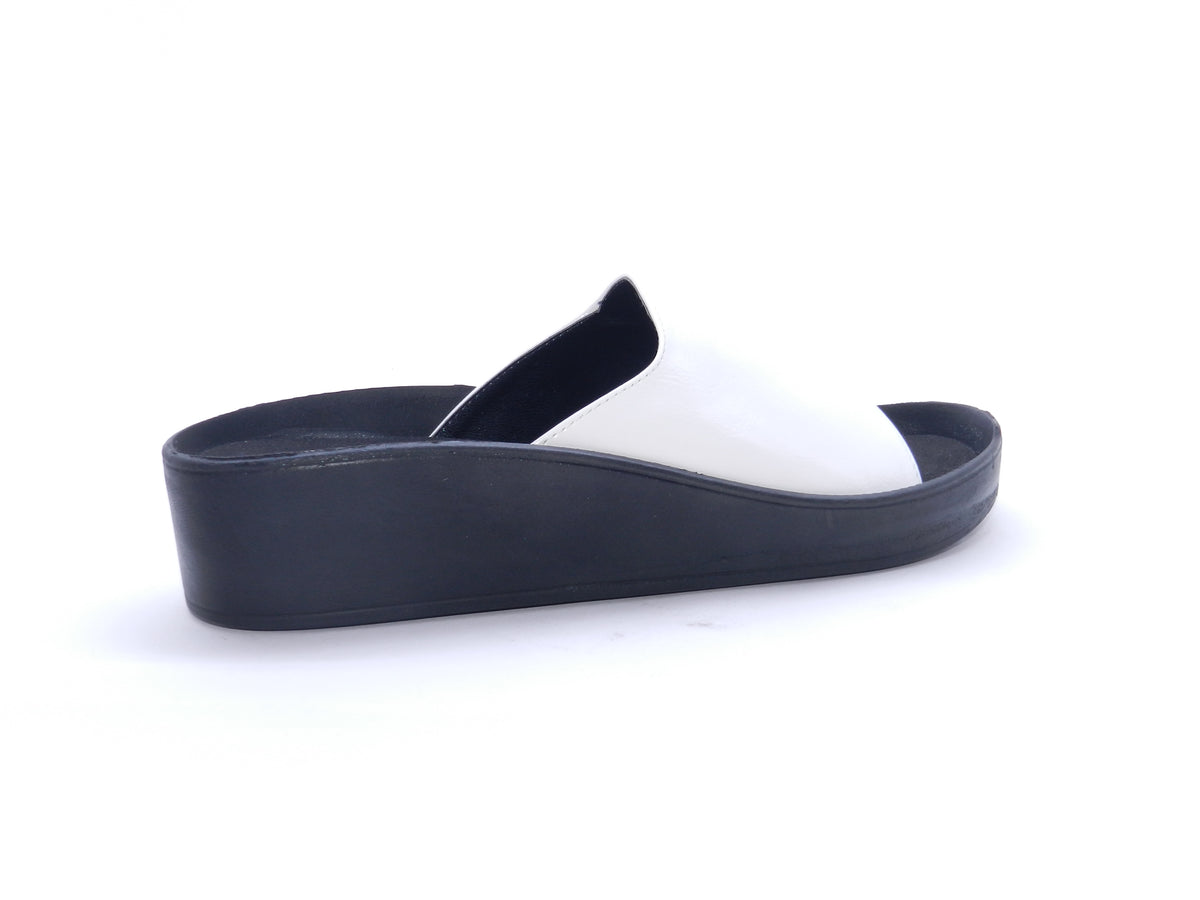 Women's Faux Leather Slip-On Wedge Slipper — White
