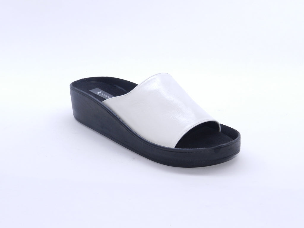 Women's Faux Leather Slip-On Wedge Slipper — White