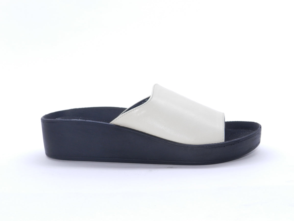 Women's Faux Leather Slip-On Wedge Slipper — Beige