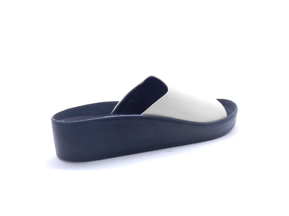 Women's Faux Leather Slip-On Wedge Slipper — Beige