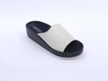 Women's Faux Leather Slip-On Wedge Slipper — Beige