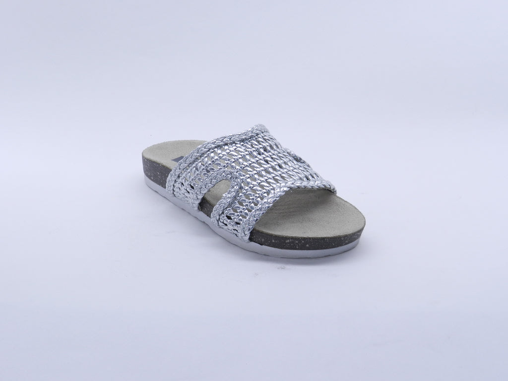Women's Woven Flat Slippers — Silver