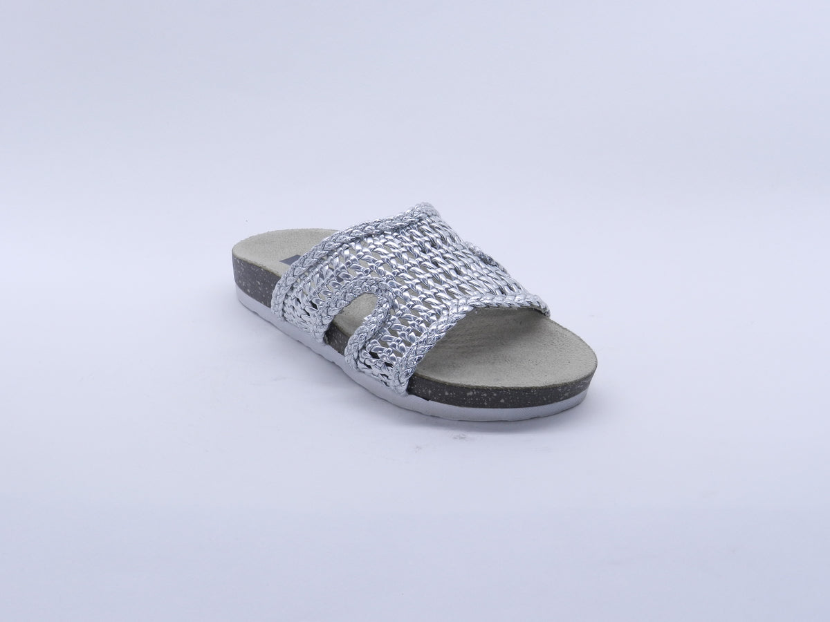 Women's Woven Flat Slippers — Silver