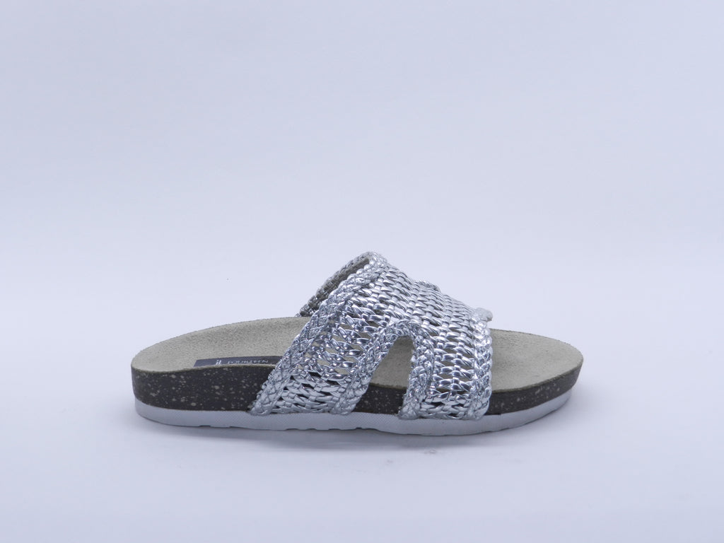 Women's Woven Flat Slippers — Silver
